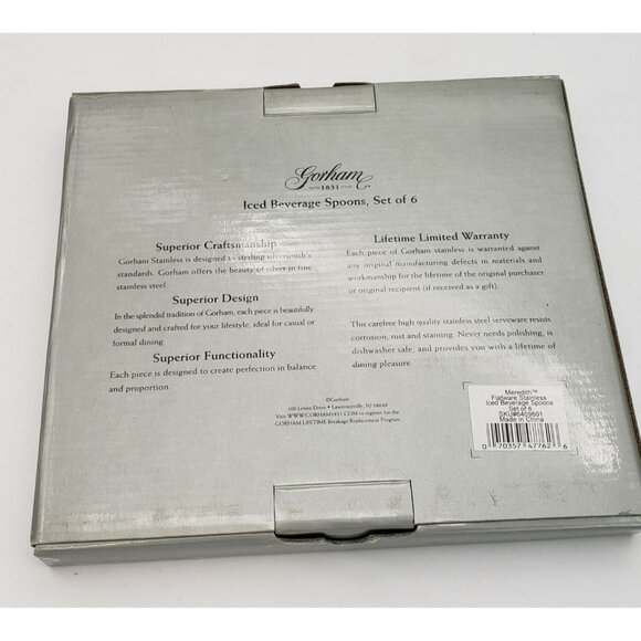 Gorham Iced Tea Beverage Spoons, Meredith, Set of 6, NIB, Stainless - Picture 4 of 7